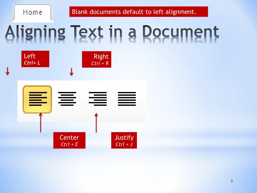 blank documents default to left alignment