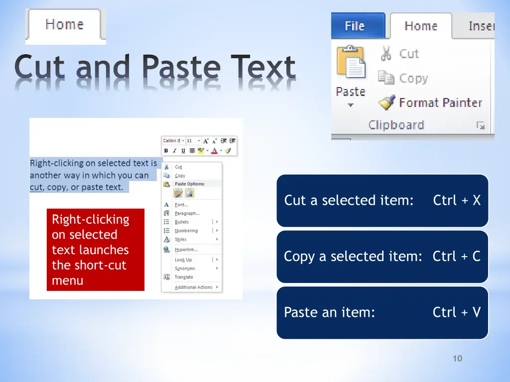 cut and paste text
