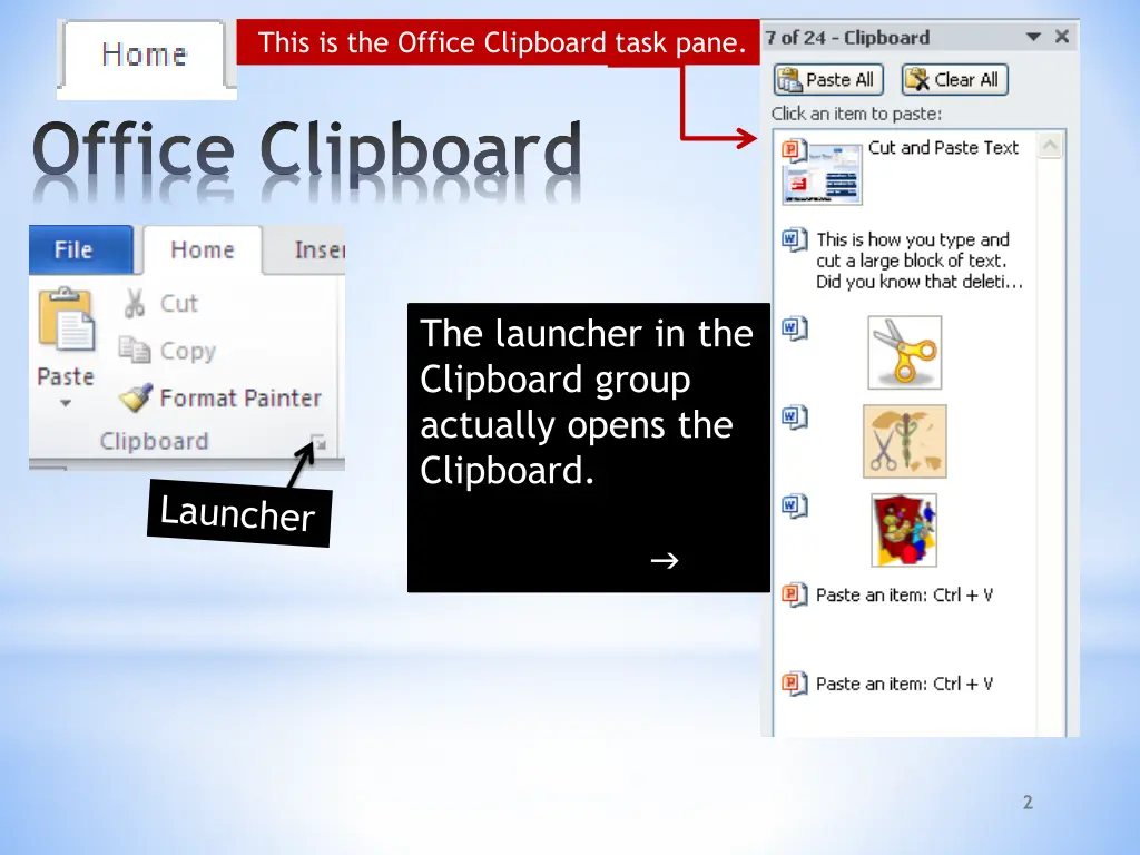 this is the office clipboard task pane