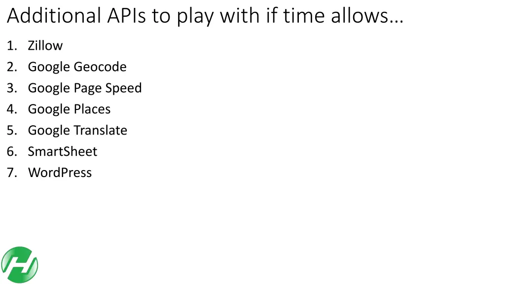 additional apis to play with if time allows