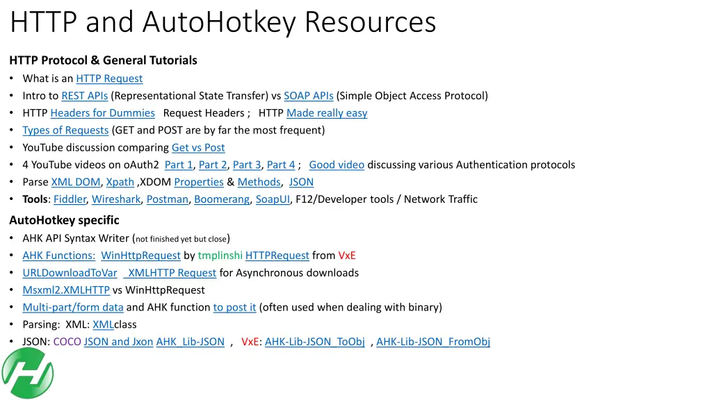 http and autohotkey resources