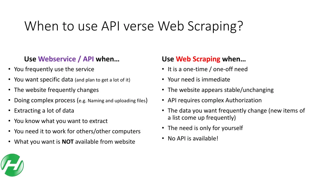 when to use api verse web scraping