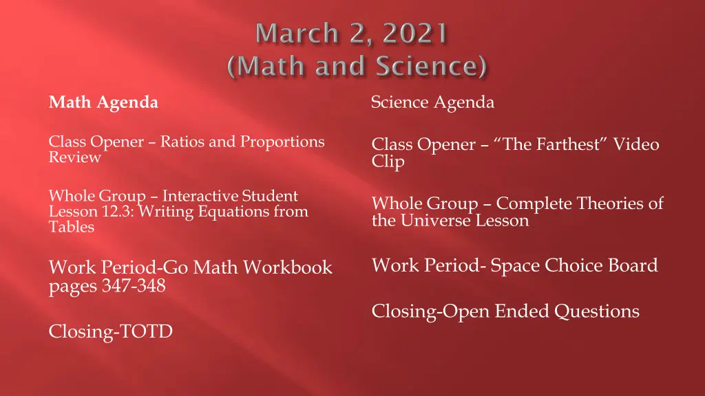 math agenda 1