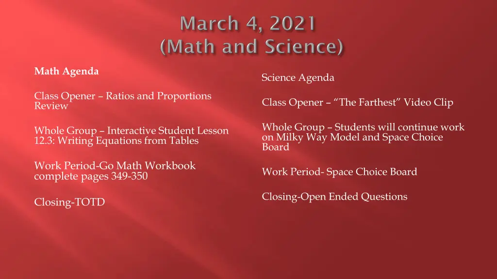 math agenda 2
