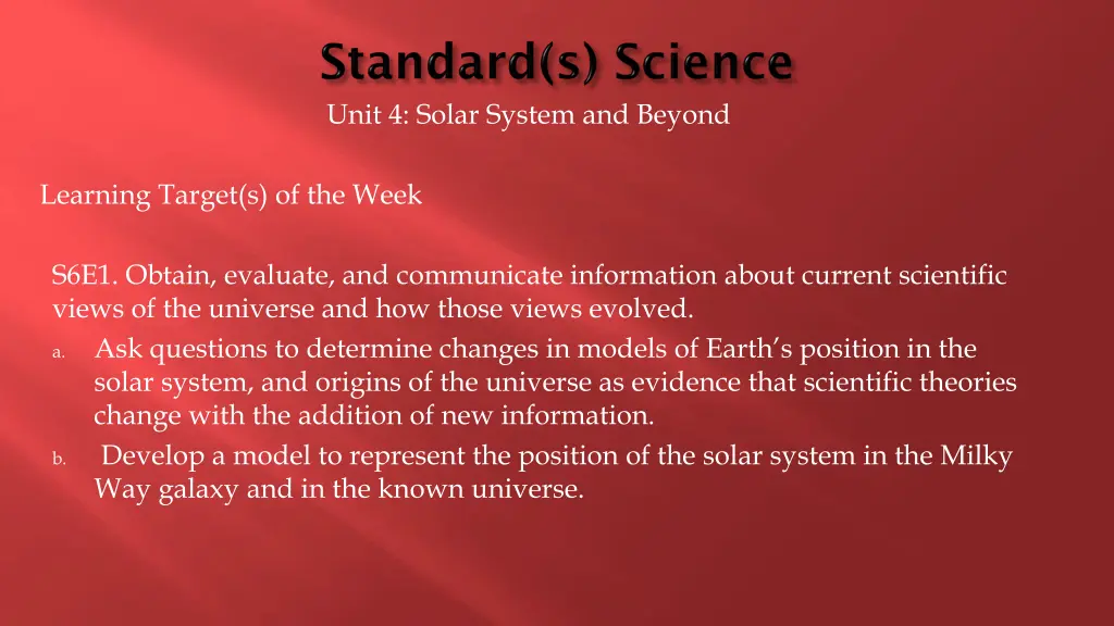 unit 4 solar system and beyond
