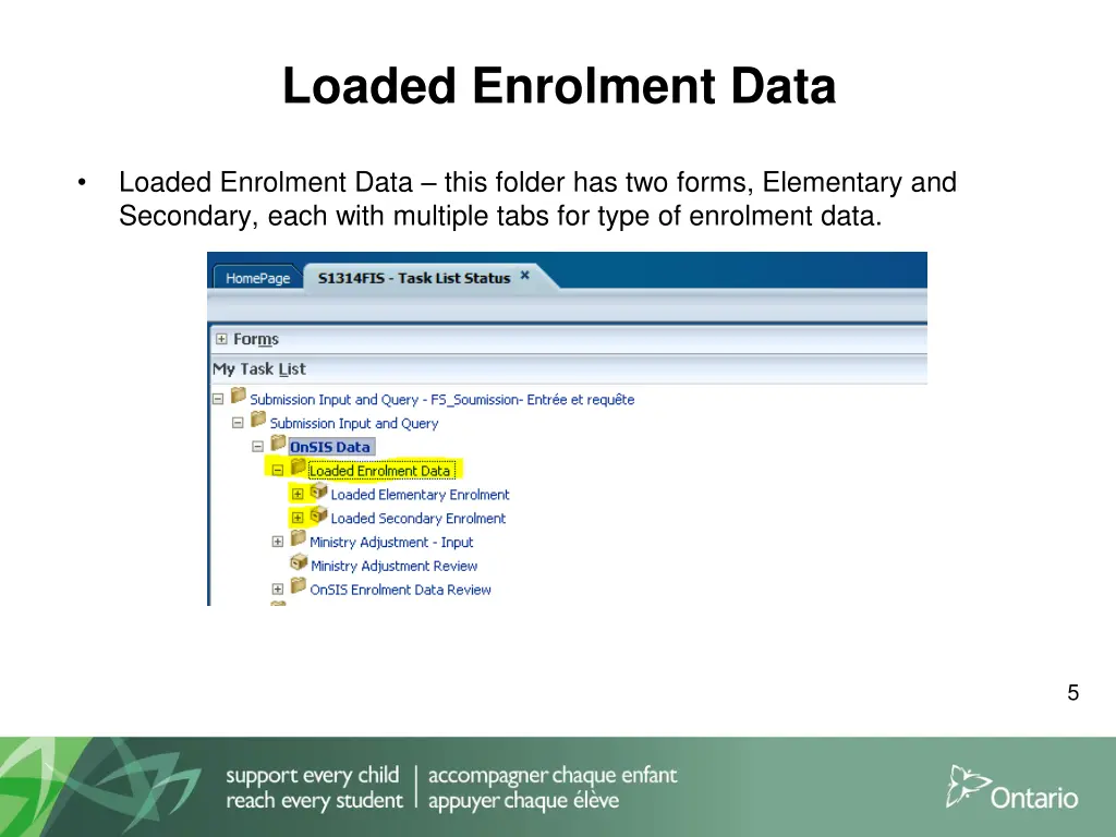 loaded enrolment data