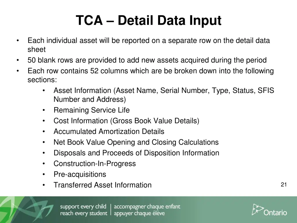 tca detail data input 1