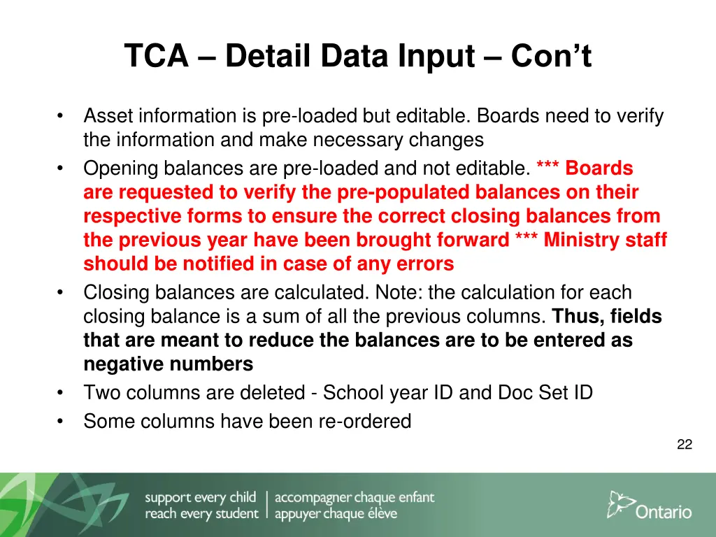 tca detail data input con t