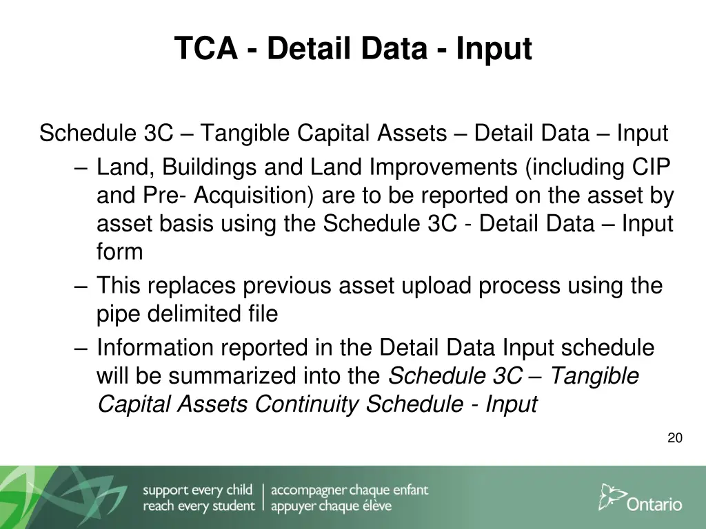tca detail data input