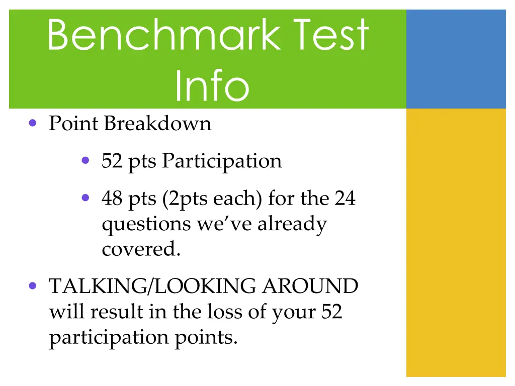 benchmark test info point breakdown