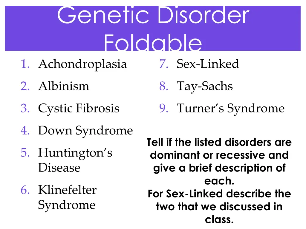 genetic disorder foldable 1 achondroplasia