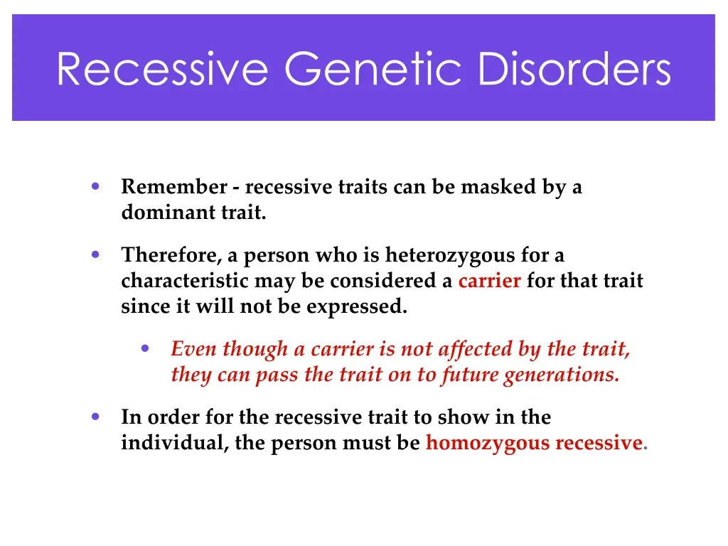 recessive genetic disorders