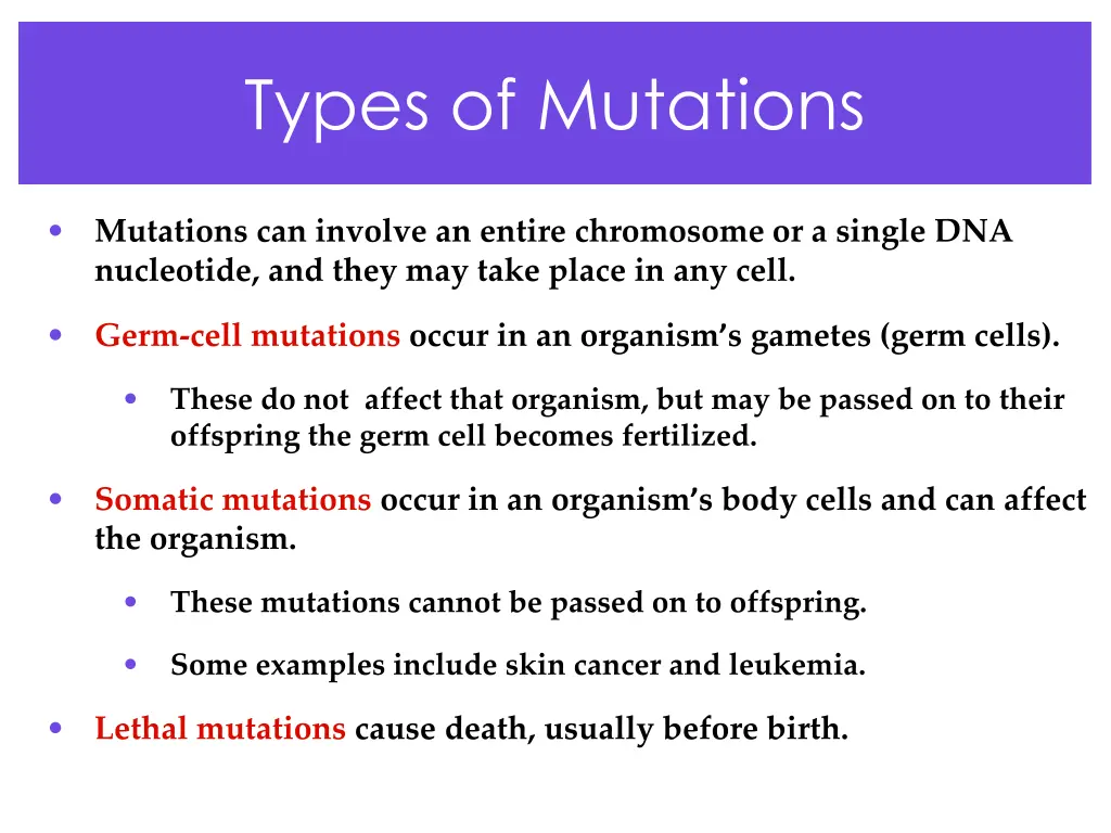 types of mutations