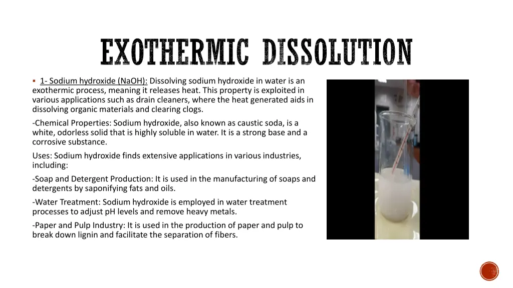 exothermic dissolution 1 sodium hydroxide naoh