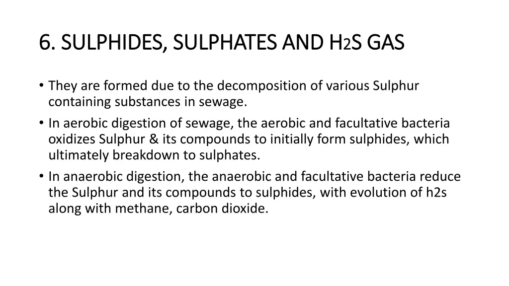 6 sulphides sulphates and h 6 sulphides sulphates