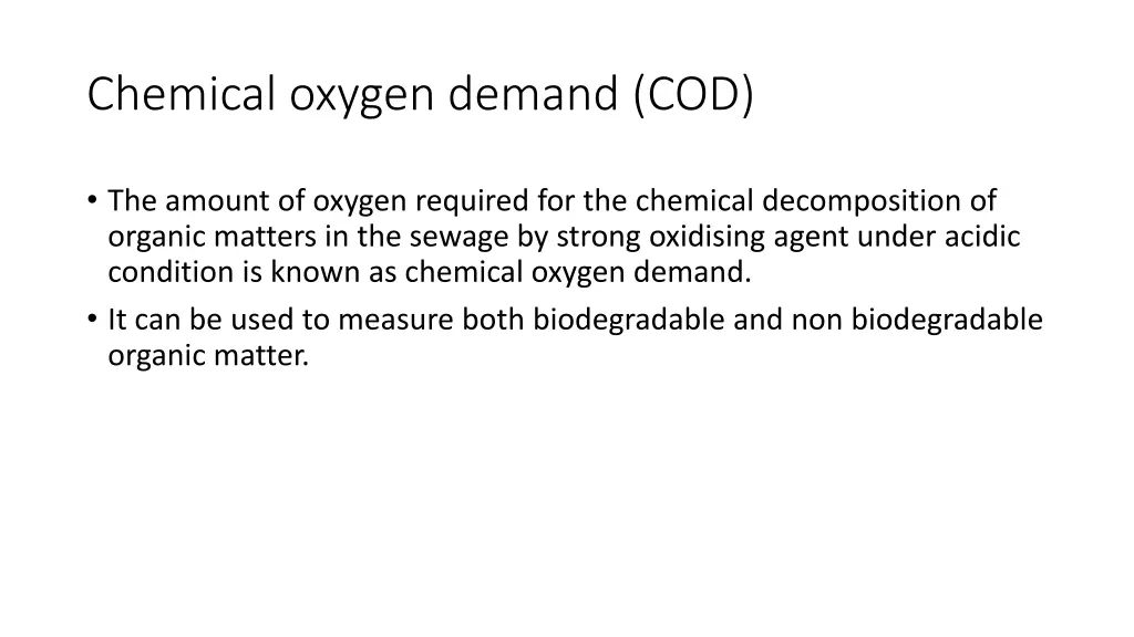 chemical oxygen demand cod