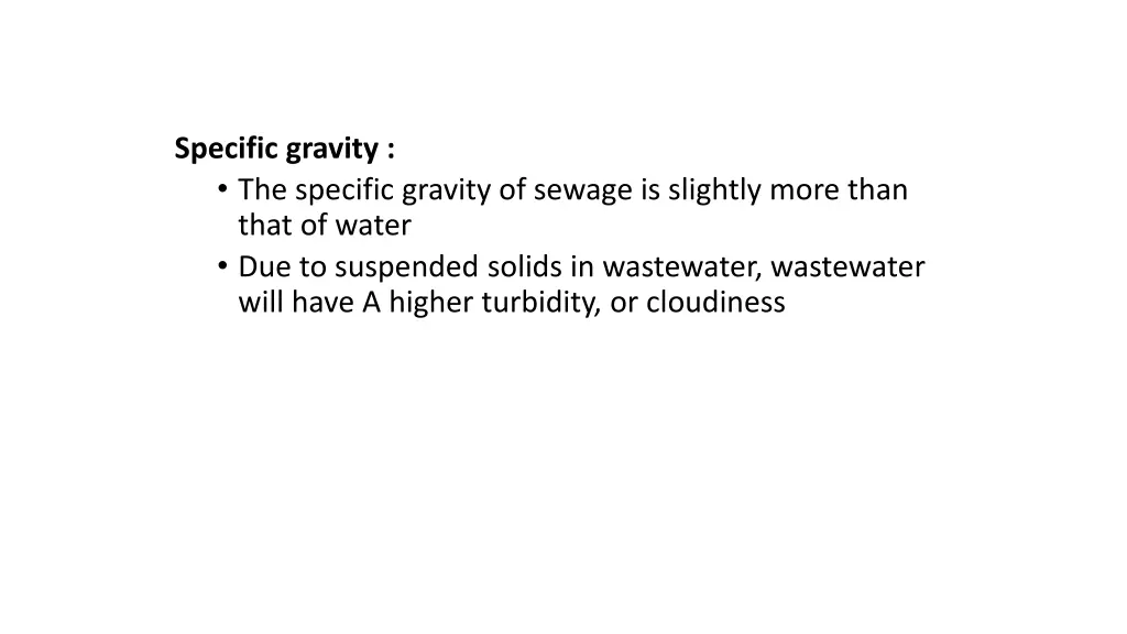 specific gravity the specific gravity of sewage