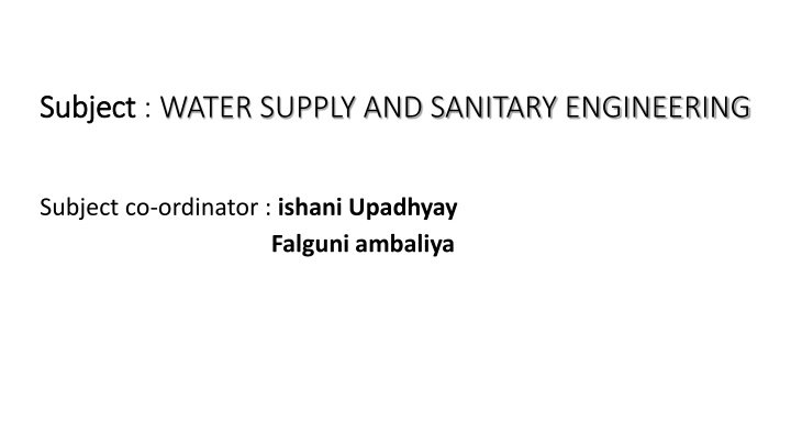 subject subject water supply and sanitary