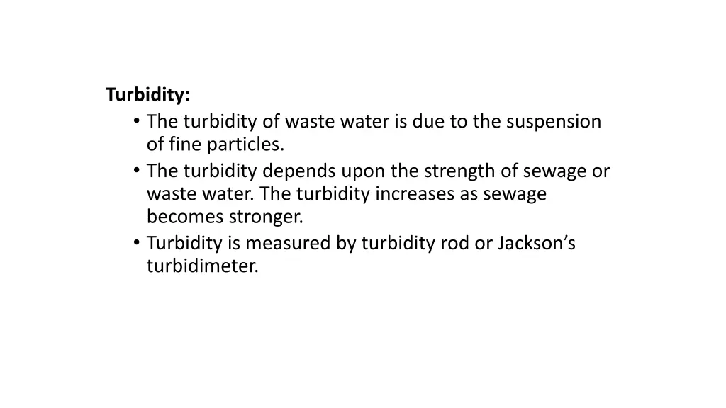 turbidity the turbidity of waste water