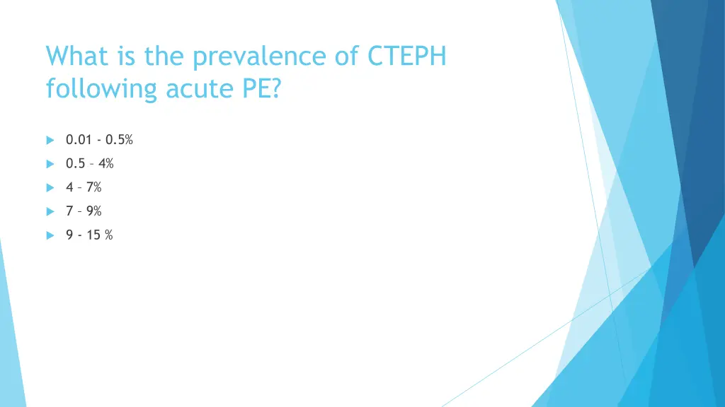 what is the prevalence of cteph following acute pe