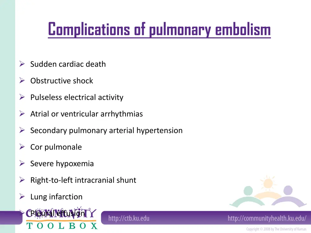 complications of pulmonary embolism