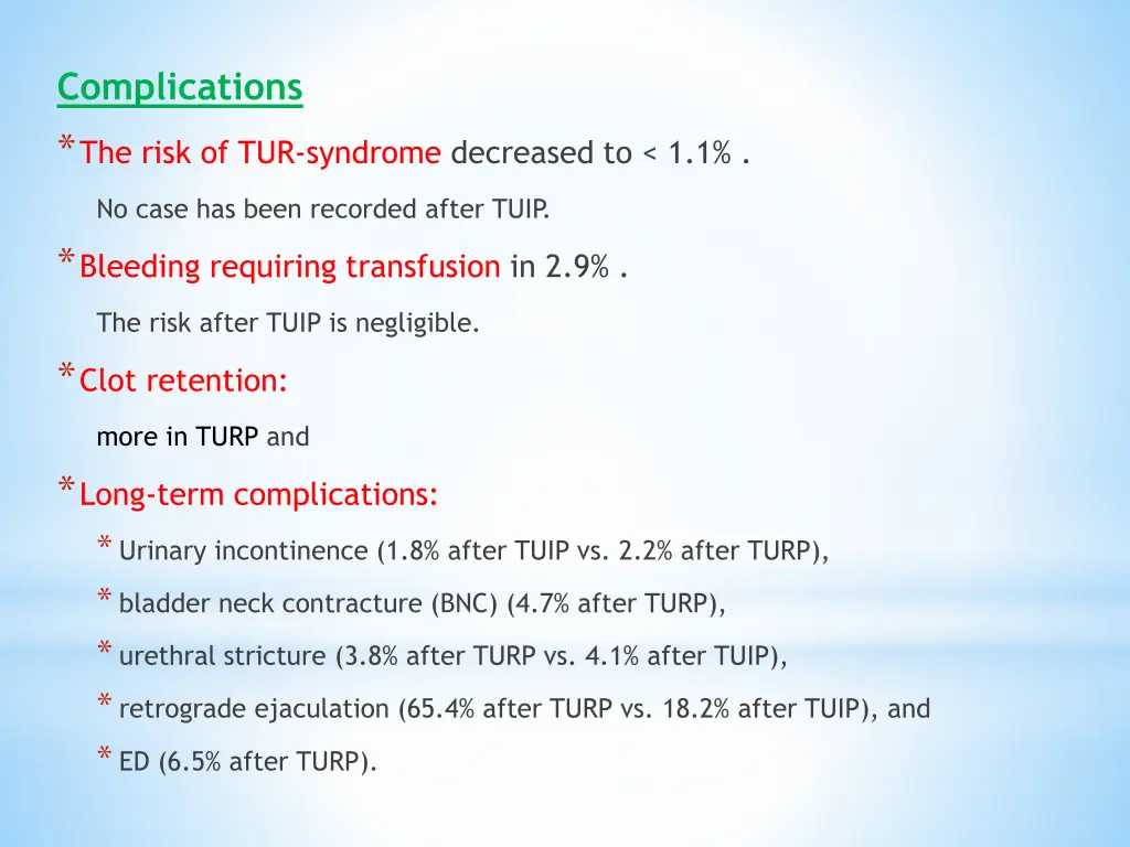 complications the risk of tur syndrome decreased