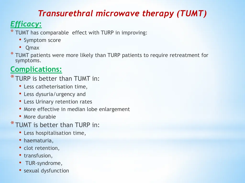 transurethral microwave therapy tumt efficacy