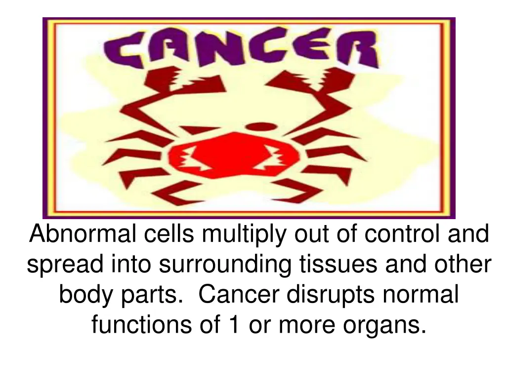 abnormal cells multiply out of control and spread