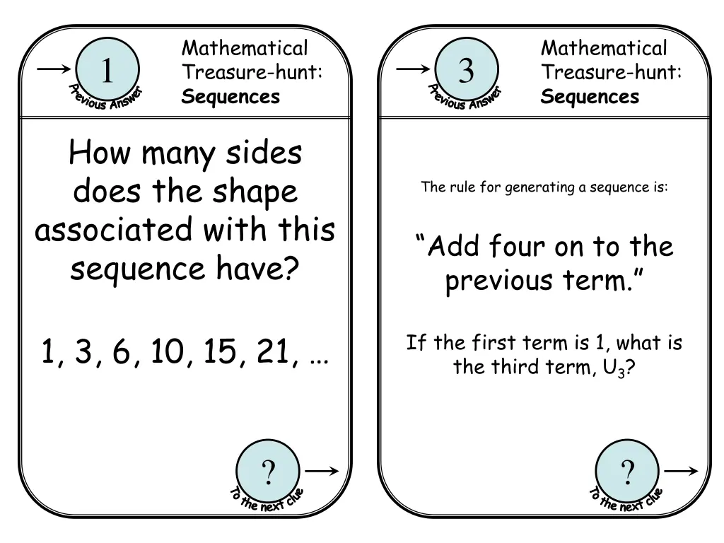 mathematical treasure hunt sequences 3
