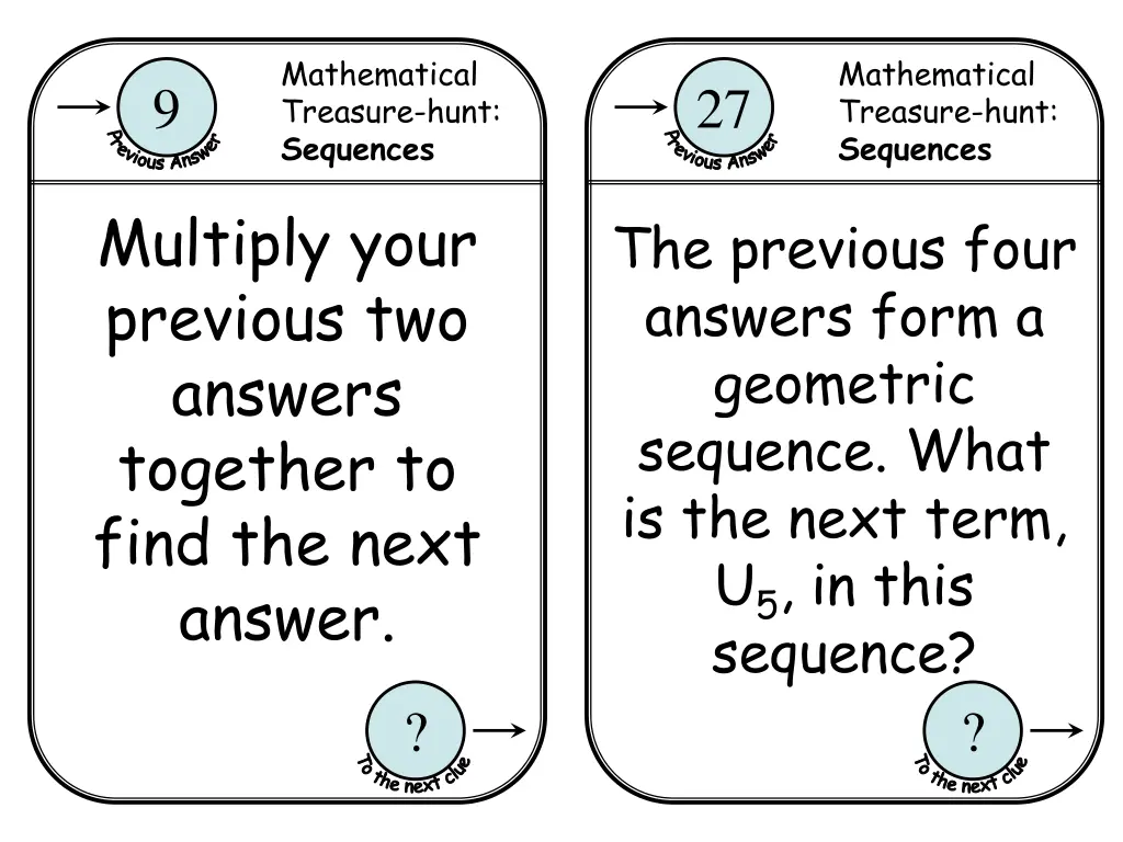 mathematical treasure hunt sequences 4