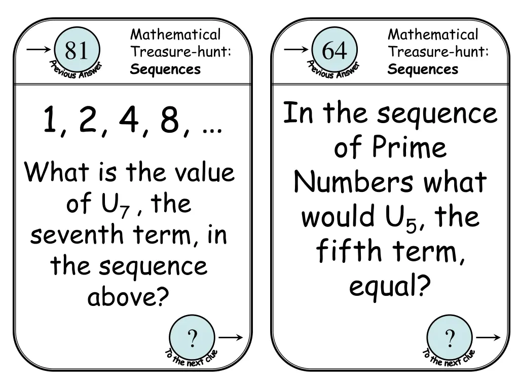 mathematical treasure hunt sequences 5