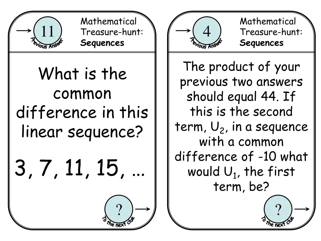 mathematical treasure hunt sequences 6