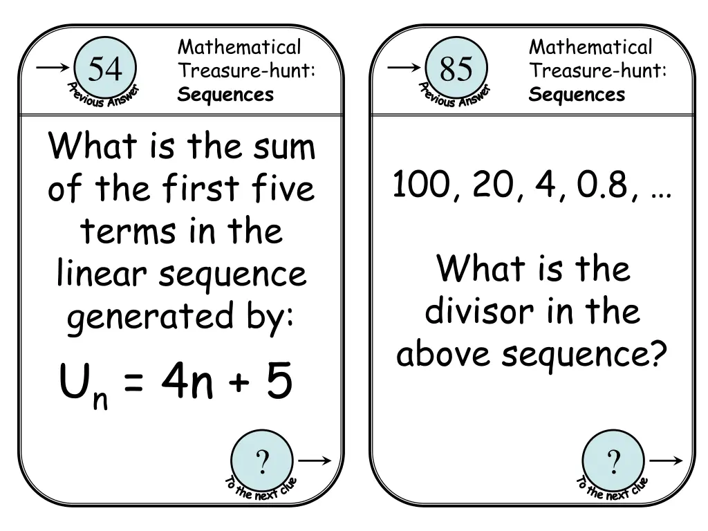 mathematical treasure hunt sequences 7