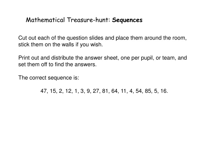 mathematical treasure hunt sequences