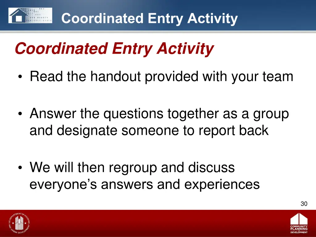 coordinated entry activity