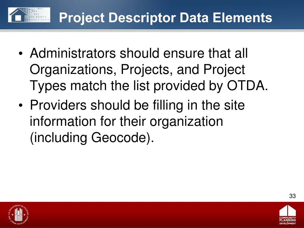 project descriptor data elements