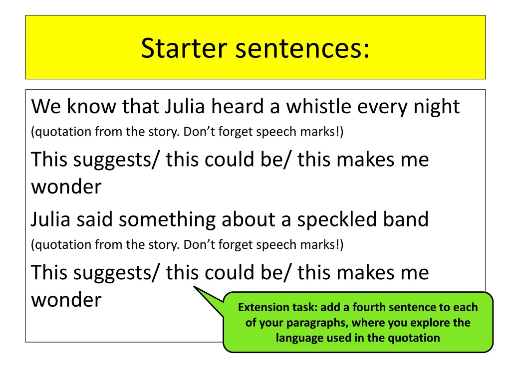 starter sentences