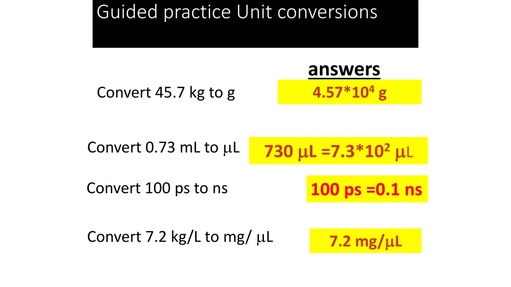guided practice unit conversions