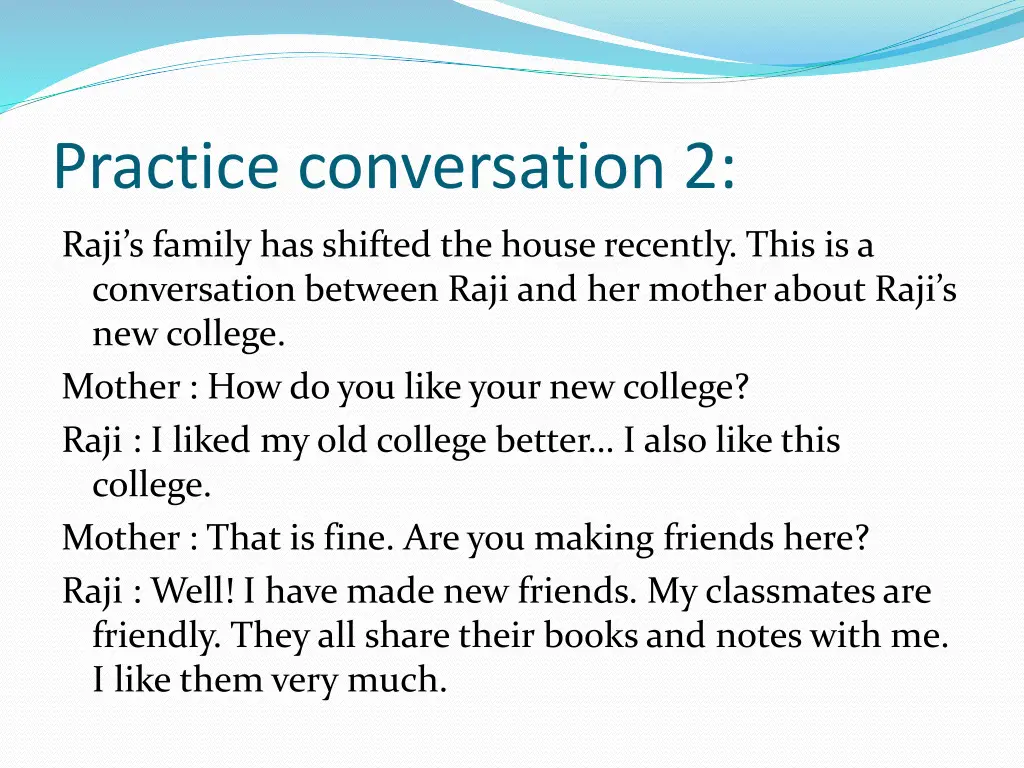 practice conversation 2