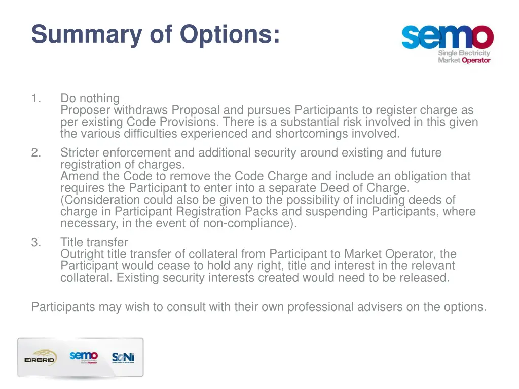 summary of options