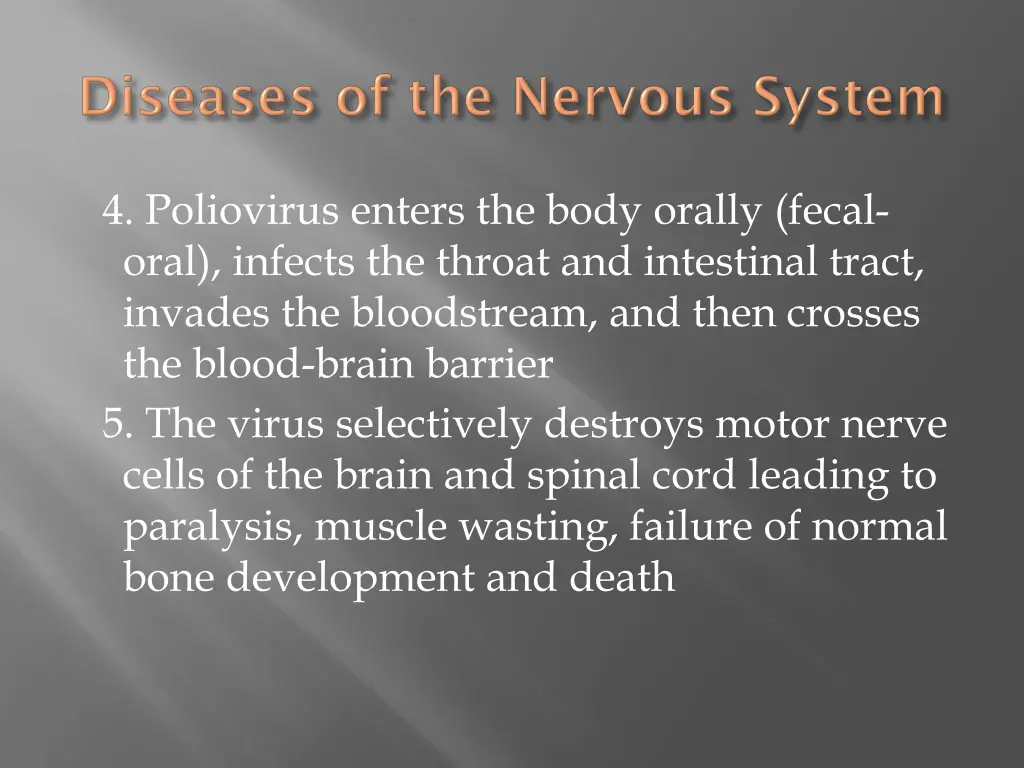 4 poliovirus enters the body orally fecal oral