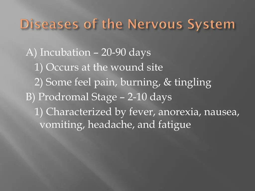 a incubation 20 90 days 1 occurs at the wound