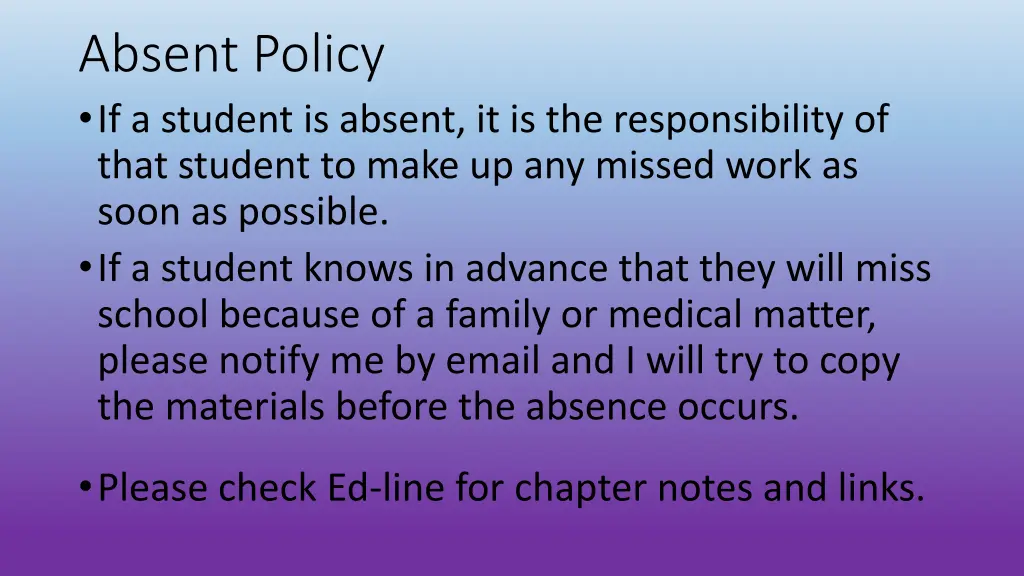 absent policy if a student is absent