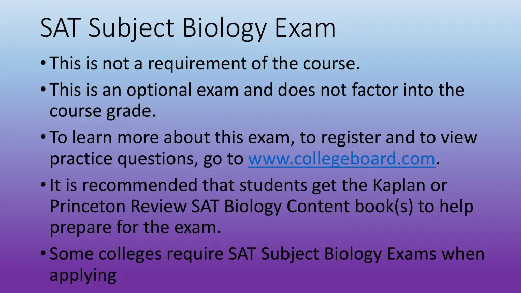 sat subject biology exam this