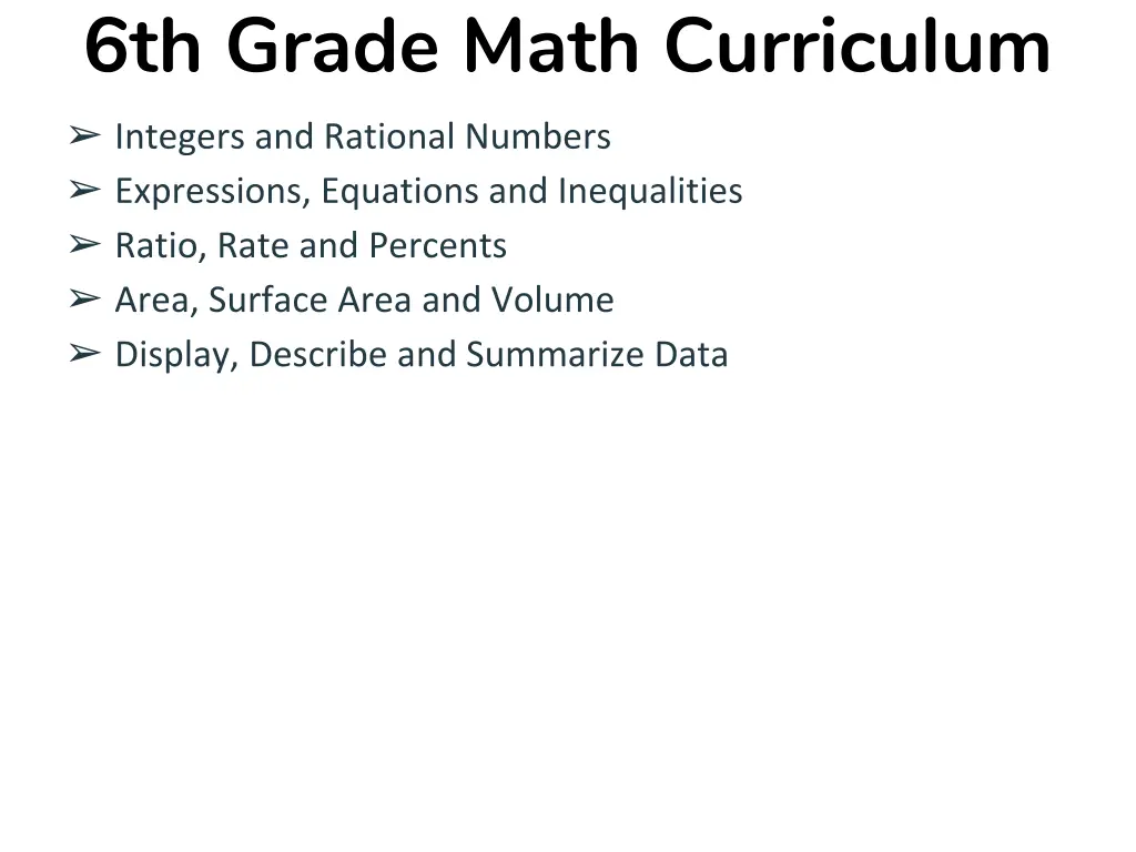 6th grade math curriculum