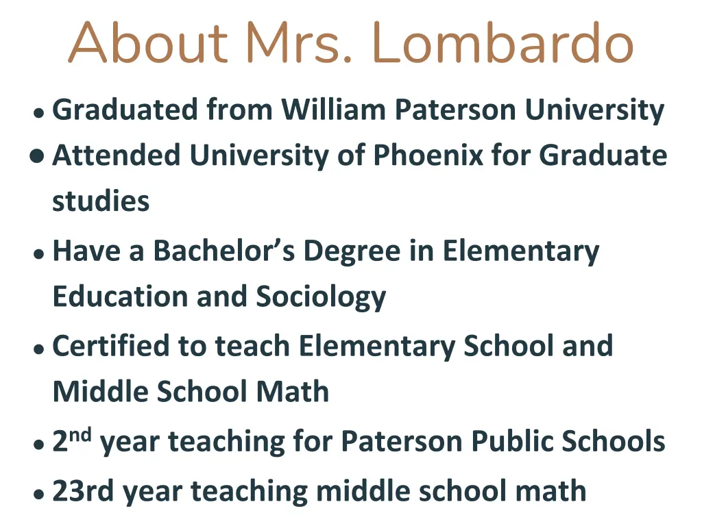 about mrs lombardo