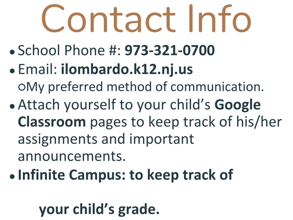 contact info