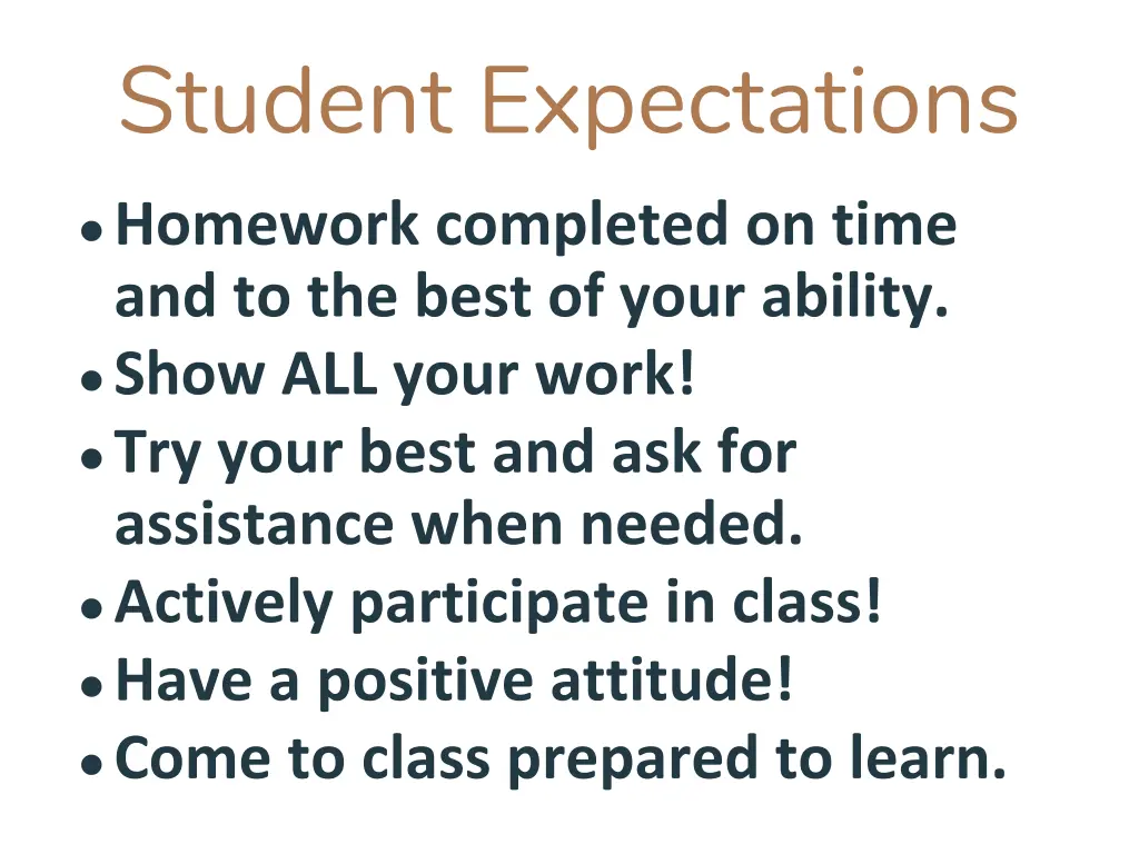 student expectations