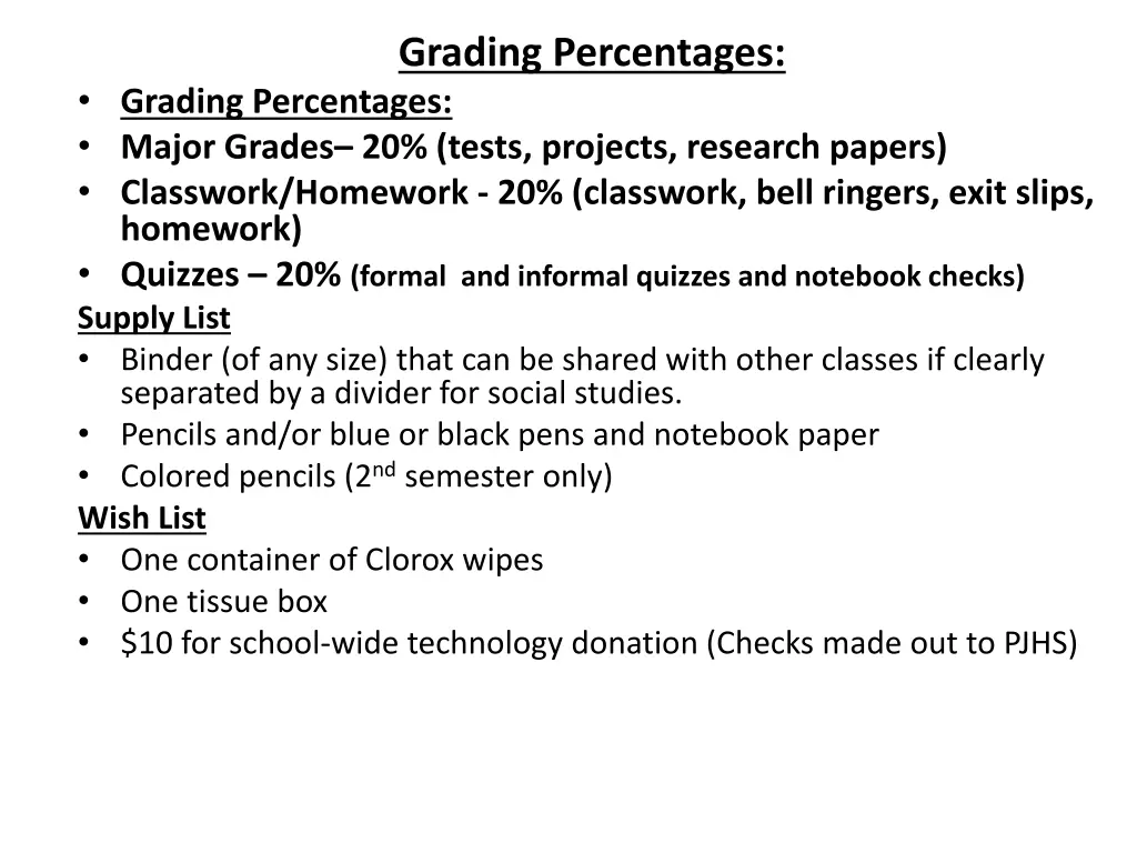 grading percentages