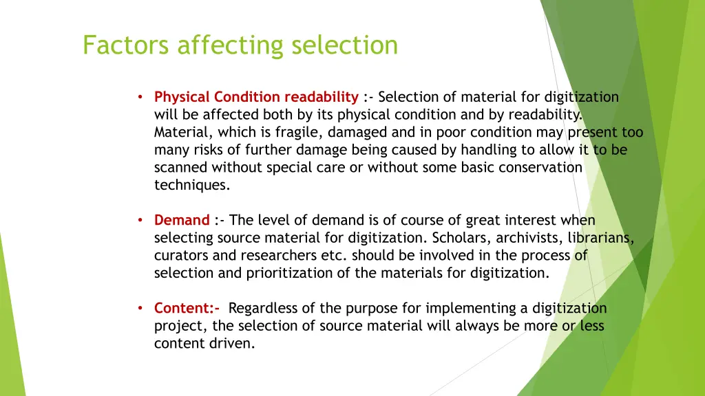 factors affecting selection